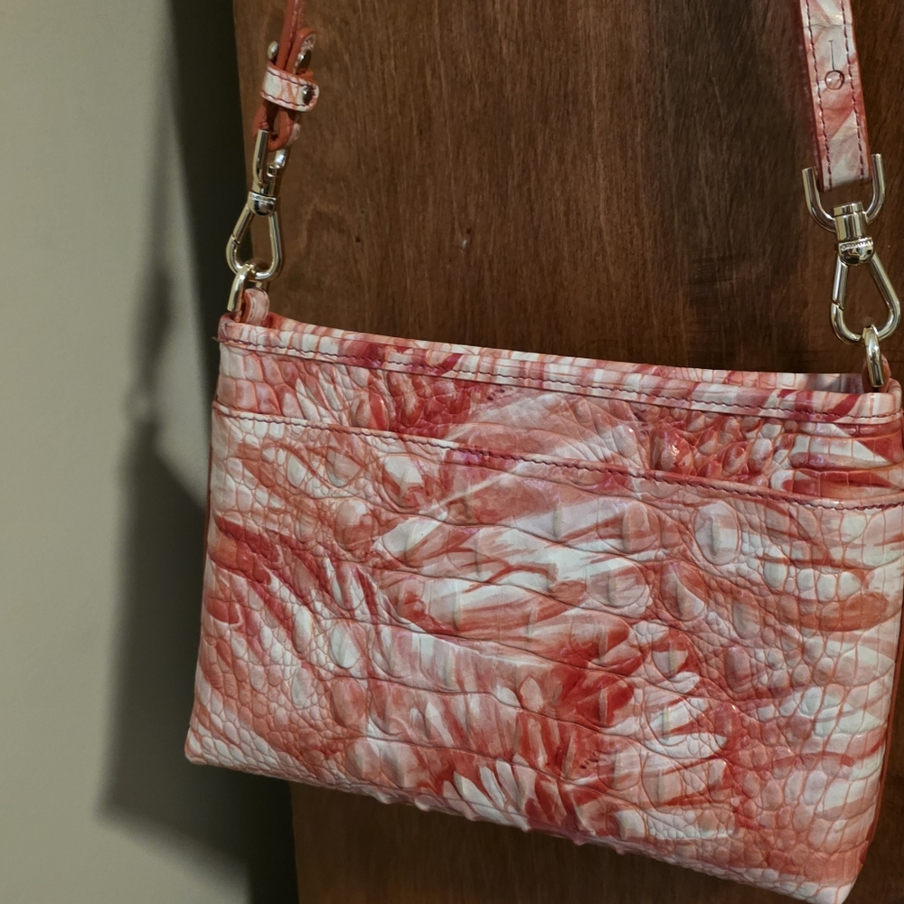 Brahmin Vida Crossbody In Pink Flamingo Mrlbourne With Flamingo Tassel - Picture 2 of 16